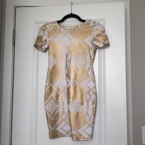 Topshop gold and white open bad mini, size 4